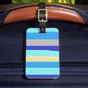Etiqueta Para Maletas Bandas azules y doradas