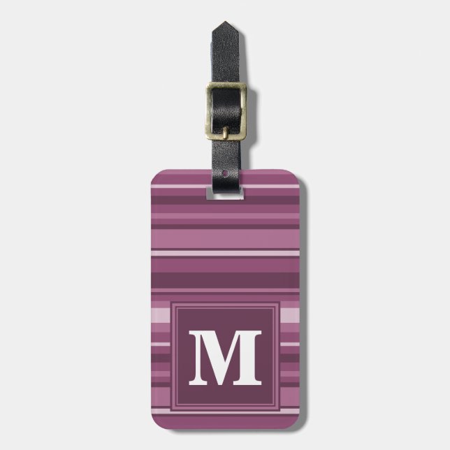 Etiqueta Para Maletas Bandas de mauve monogramo (Frente Vertical)