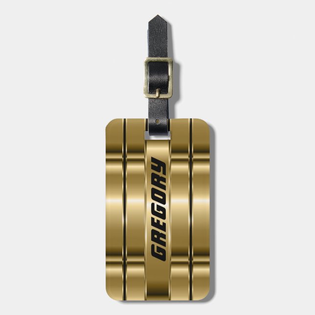 Etiqueta Para Maletas Bandas de oro de Faux metálicas (Frente Vertical)