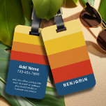 Etiqueta Para Maletas Bandas de puesta de sol retro con nombre de serie<br><div class="desc">Bandas de rugby - Un patrón preppy con franjas atrevidas y un nombre. Si su arte todavía necesita ser ajustado,  haga clic en el botón Personalizar Este botón. Esto te llevará a un área de diseño donde podrás mover cosas e incluso cambiar de color.</div>