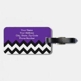 Etiqueta Para Maletas Bandas de zigzag blanco negro negrita y violeta de