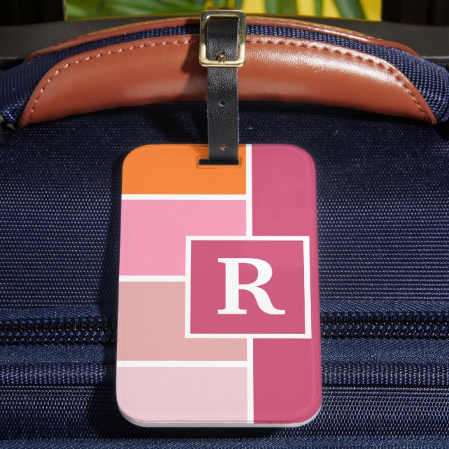 Etiqueta Para Maletas Bandas femeninas amplias con monograma (Anverso In situ 2)