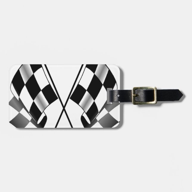 Etiqueta Para Maletas bandera a cuadros (Frente Horizontal)