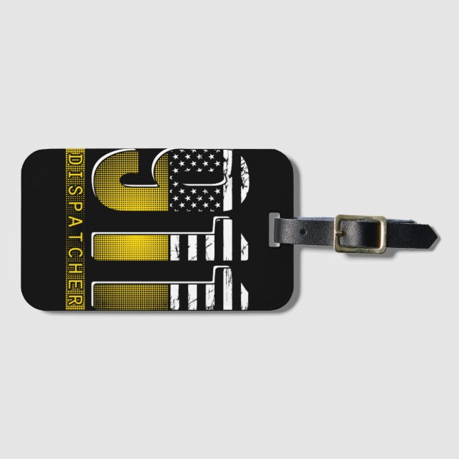 Etiqueta Para Maletas Bandera Americana 911 Dispatcher Gold USA (Anverso horizontal)