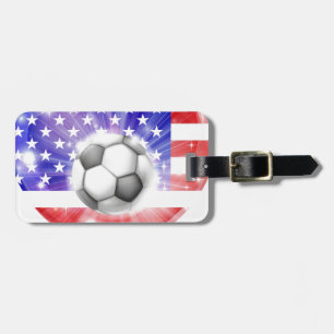 Etiqueta Para Maletas Bandera americana del corazón del fútbol