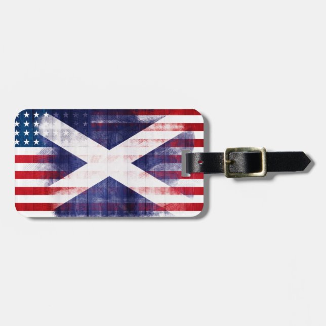 Etiqueta Para Maletas Bandera americana escocesa rústica (Frente Horizontal)