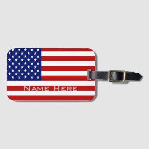 Etiqueta Para Maletas Bandera Americana Muy Cool Con Monograma