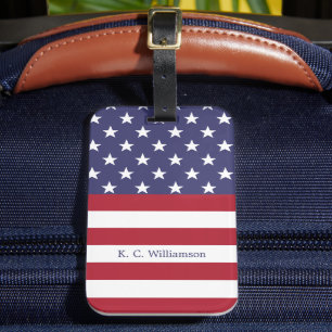 Etiqueta Para Maletas Bandera Americana Patriótica Nombre personalizado 