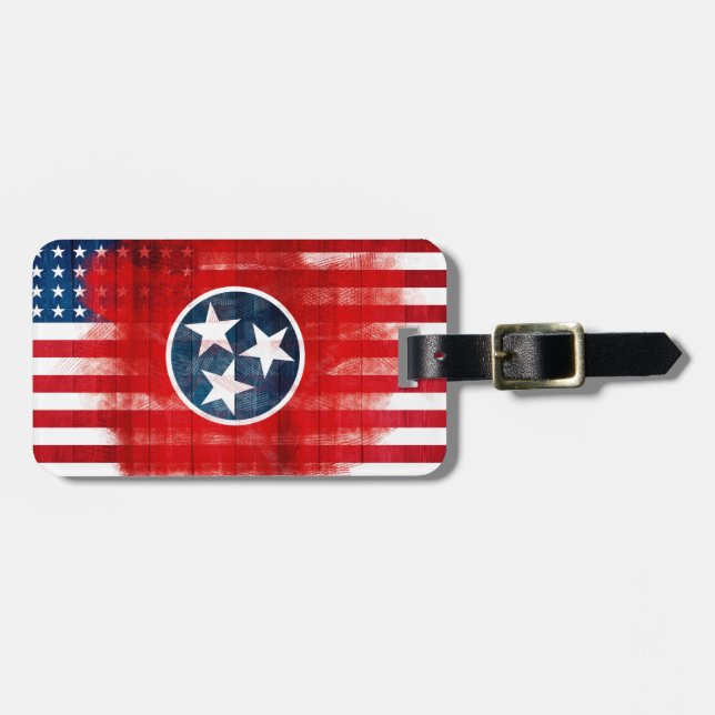 Etiqueta Para Maletas Bandera americana rústica de Tennessean (Frente Horizontal)