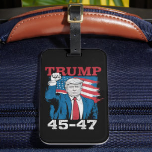 Etiqueta Para Maletas Bandera Americana USA Vintage Retro Trump 45 47