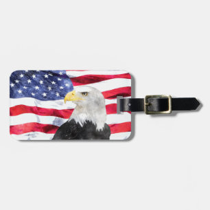 ETIQUETA PARA MALETAS BANDERA AMERICANA Y EAGLE