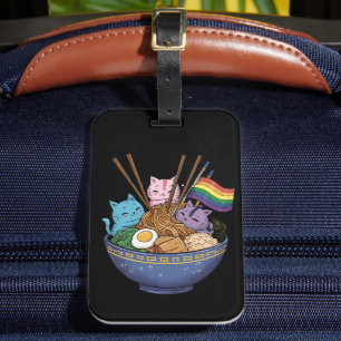 Etiqueta Para Maletas Bandera arcoiris gatos Ramen Anime Orgullo gay Mes