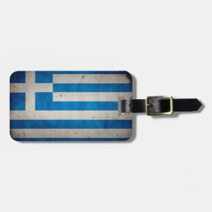 Etiqueta Para Maletas Bandera artística de Grecia del Grunge del vintage
