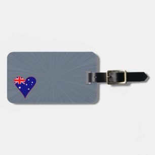 Etiqueta Para Maletas Bandera australiana con corazón funky con borde ro