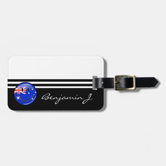 Etiqueta Para Maletas Bandera australiana sonriente brillante (Frente Horizontal)