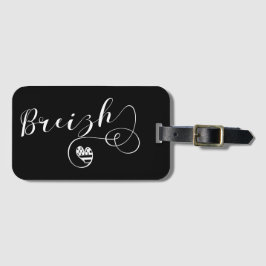 Etiqueta Para Maletas Bandera Breizante en el corazón, Bretaña, lengua b
