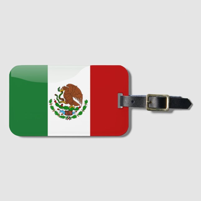 Etiqueta Para Maletas Bandera brillante de México (Anverso horizontal)