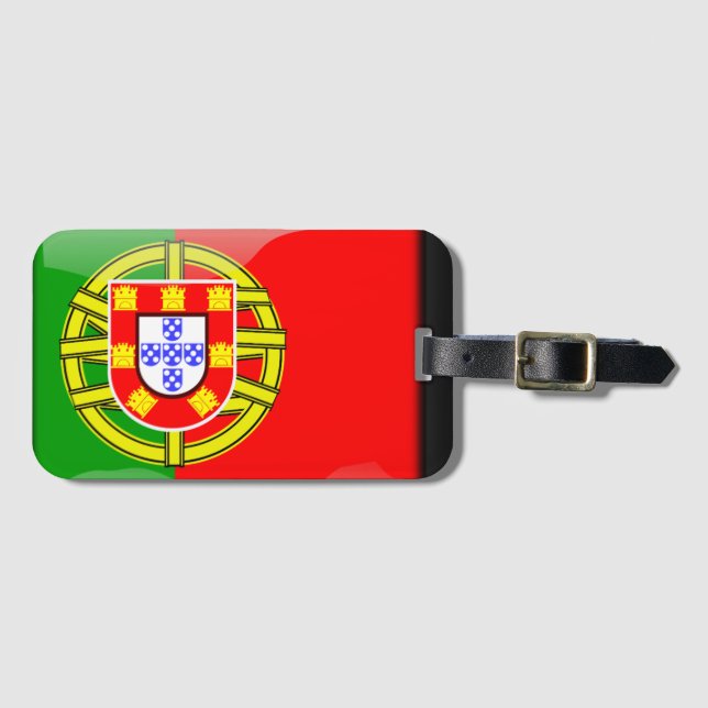 Etiqueta Para Maletas Bandera brillante de Portugal (Anverso horizontal)