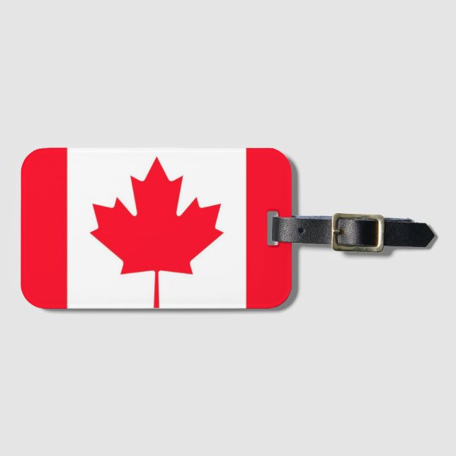 Etiqueta Para Maletas Bandera canadiense. CANADÁ.  (Anverso horizontal)