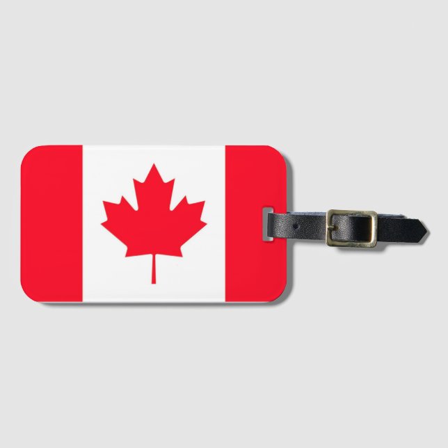 Etiqueta Para Maletas Bandera canadiense. CANADÁ. (Anverso horizontal)