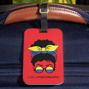 Etiqueta Para Maletas Bandera Chica colombiana CUTE COLOMBIANISIMA