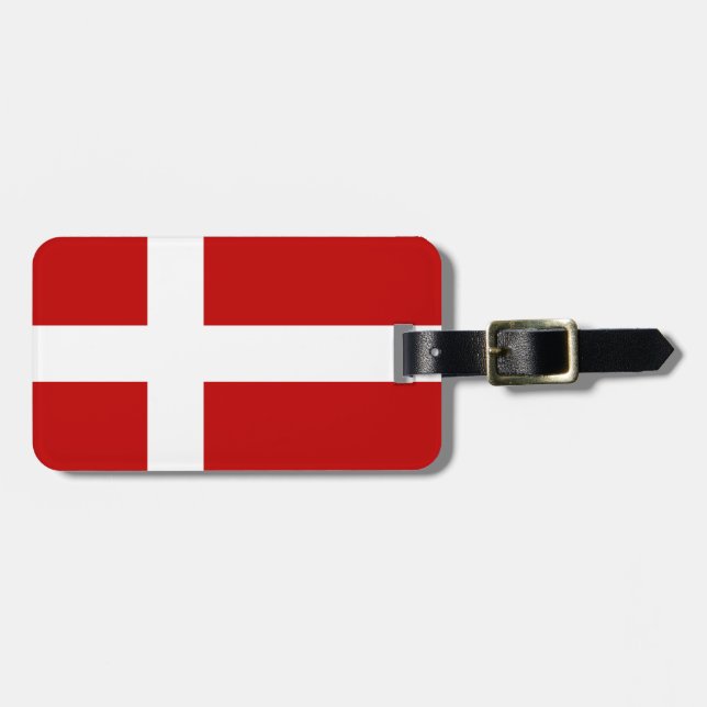 Etiqueta Para Maletas Bandera dannebrog blanco rojo (Frente Horizontal)