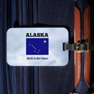 Etiqueta Para Maletas Bandera de Alaska y eslogan