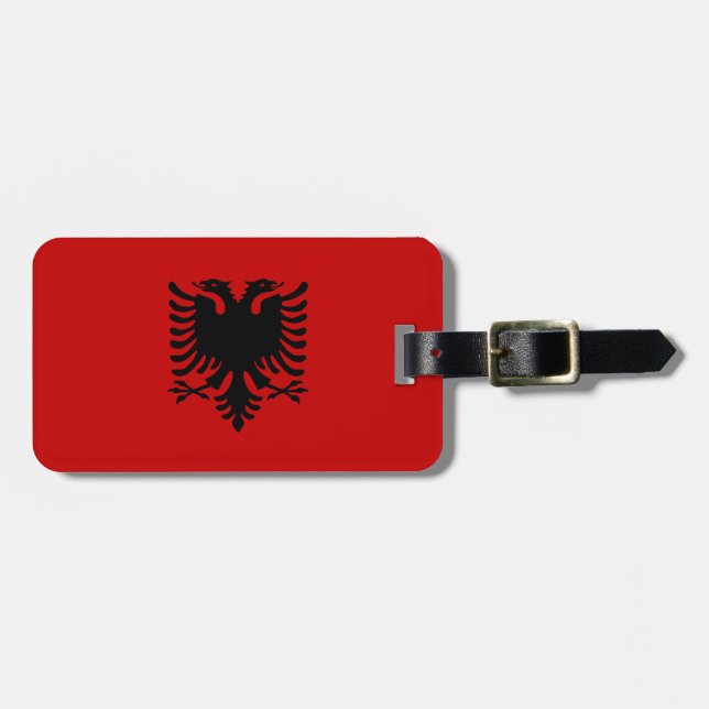 Etiqueta Para Maletas Bandera de Albania (Frente Horizontal)