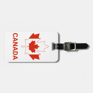 Etiqueta Para Maletas Bandera de Amor Canadá Hoja del Corazón