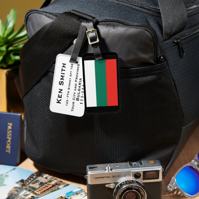 Etiqueta Para Maletas Bandera de Bulgaria (Anverso & Reverso)