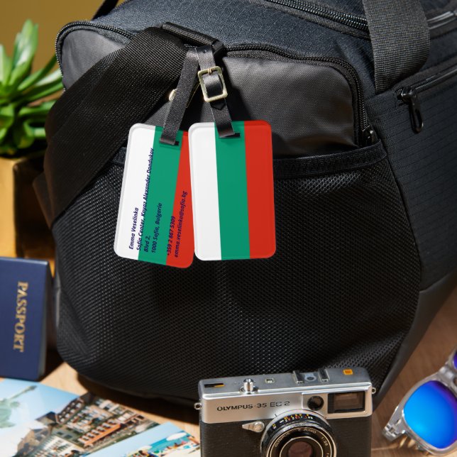 Etiqueta Para Maletas Bandera de Bulgaria (Anverso & Reverso)