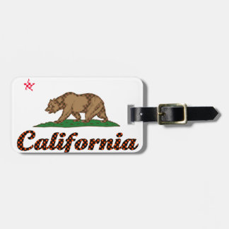 Etiqueta Para Maletas Bandera de California A cuadros-Hacia fuera