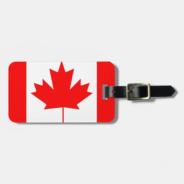 Etiqueta Para Maletas Bandera de Canadá, con nombre, dirección... (Frente Horizontal)
