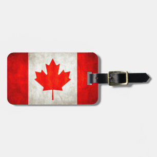 Etiqueta Para Maletas Bandera de Canadá del Grunge