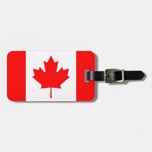 Etiqueta Para Maletas Bandera de Canadá, identificación personal fácil (Frente Horizontal)