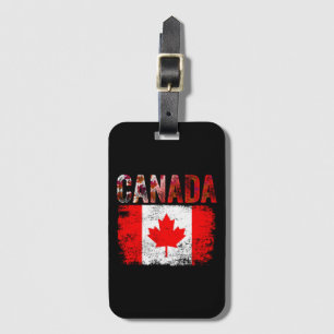 Etiqueta Para Maletas Bandera de Canadá vintage Bandera canadiense hoja 