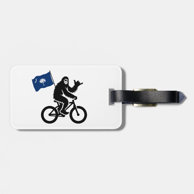 Etiqueta Para Maletas Bandera de Carolina del Sur en bicicleta (Atrás Horizontal)