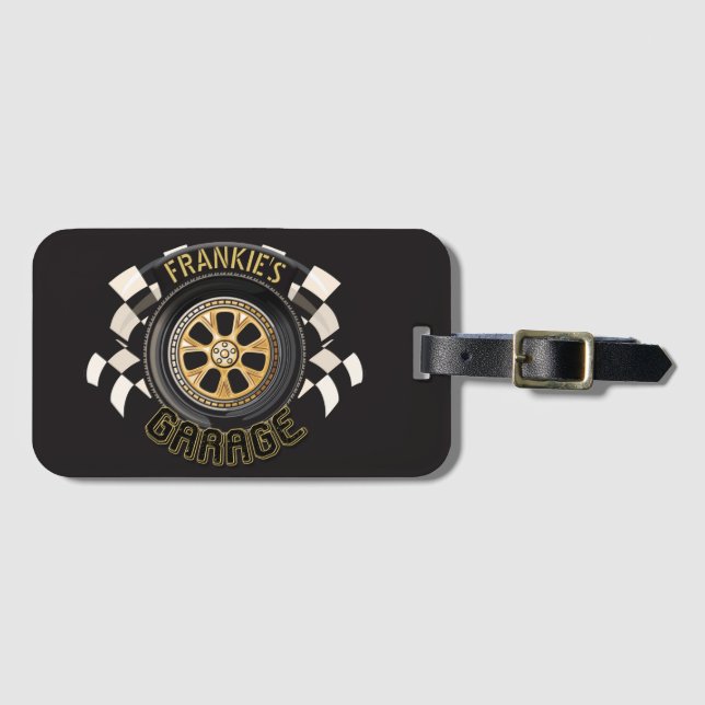 Etiqueta Para Maletas Bandera de Carreras personalizado Calor Masculino  (Anverso horizontal)