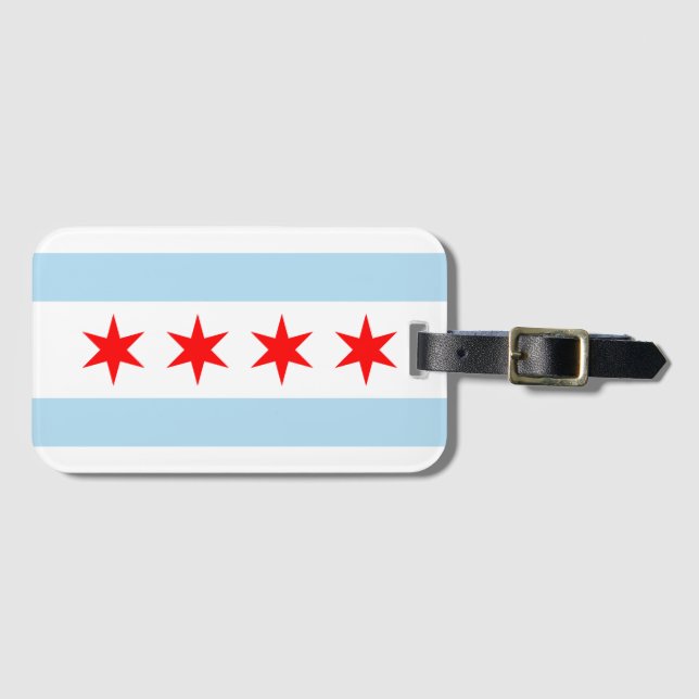 Etiqueta Para Maletas Bandera de Chicago (Anverso horizontal)