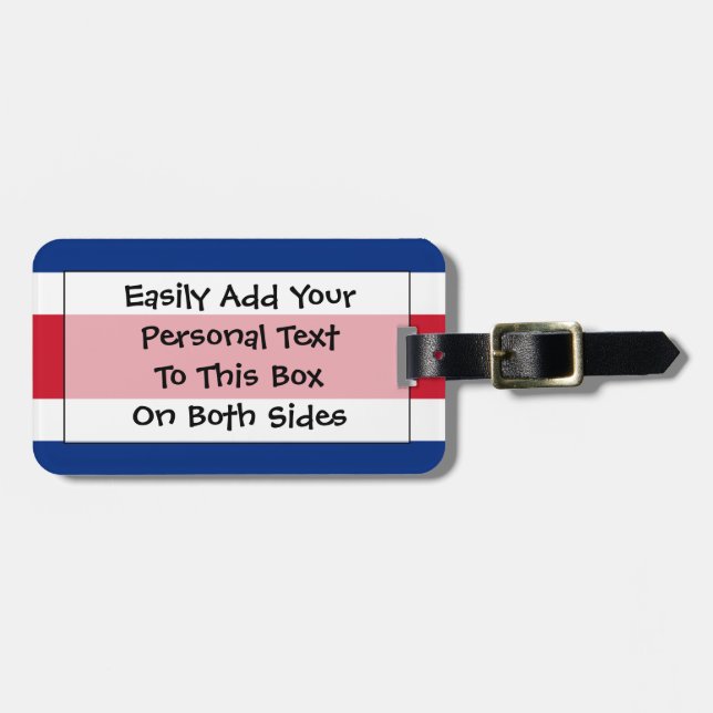 Etiqueta Para Maletas Bandera de Costa Rica Easy ID Personal (Frente Horizontal)