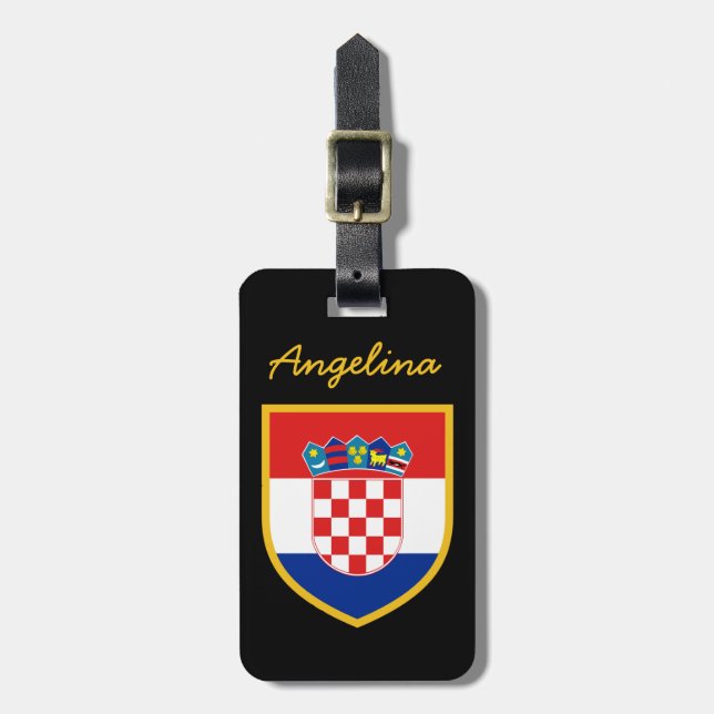 Etiqueta Para Maletas Bandera de Croacia personalizada (Frente Vertical)