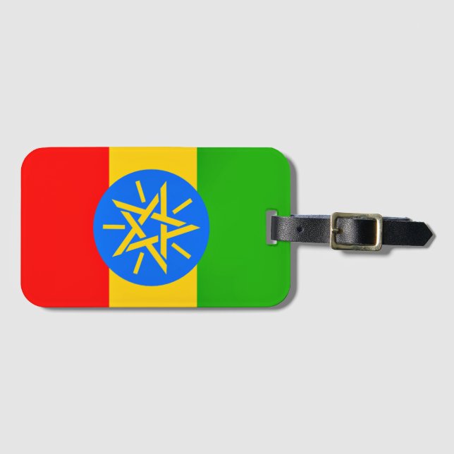 Etiqueta Para Maletas Bandera de Etiopía (Anverso horizontal)