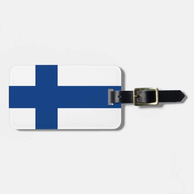 Etiqueta Para Maletas Bandera de Finlandia (Frente Horizontal)