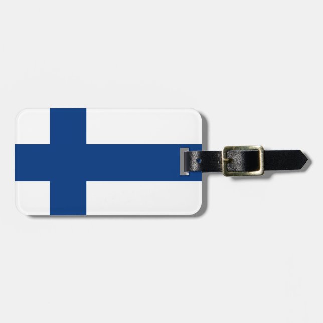 Etiqueta Para Maletas Bandera de Finlandia (Frente Horizontal)