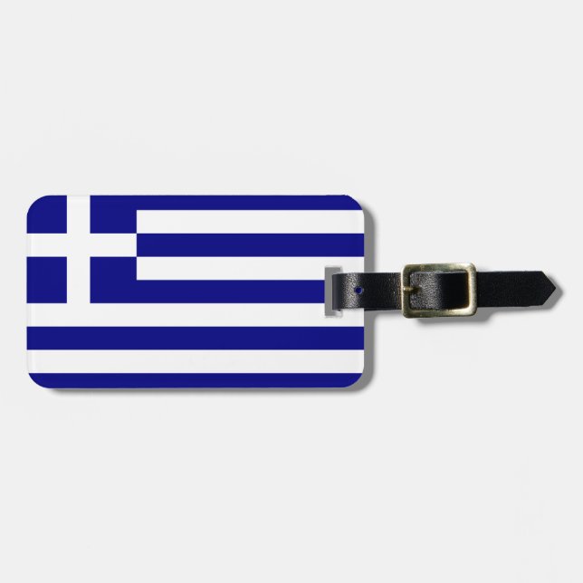 Etiqueta Para Maletas Bandera de Grecia (Frente Horizontal)
