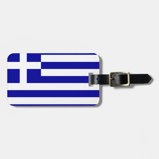 Etiqueta Para Maletas Bandera de Grecia (Frente Horizontal)