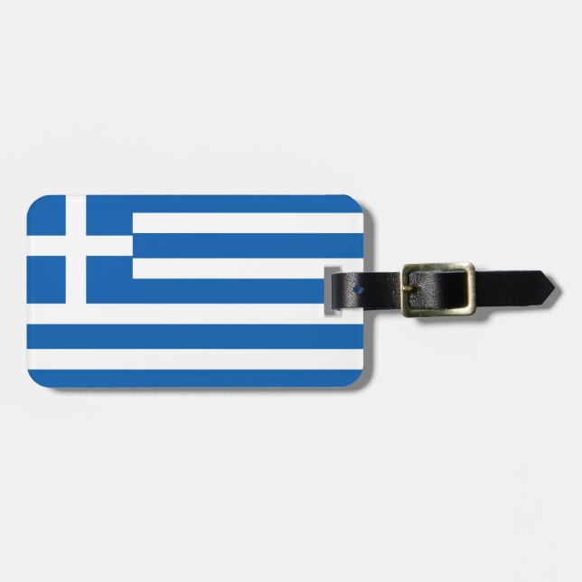 Etiqueta Para Maletas Bandera de Grecia (Frente Horizontal)