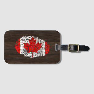 Etiqueta Para Maletas Bandera de huella digital táctil de Canadá