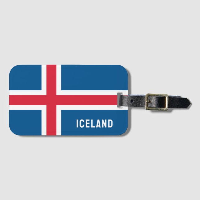 Etiqueta Para Maletas Bandera de Islandia (Anverso horizontal)