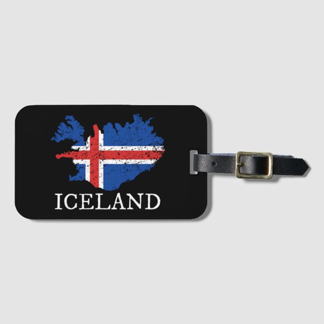 Etiqueta Para Maletas Bandera de Islandia (Anverso horizontal)